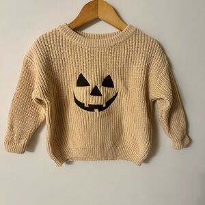 Cream Pumpkin Face Sweater